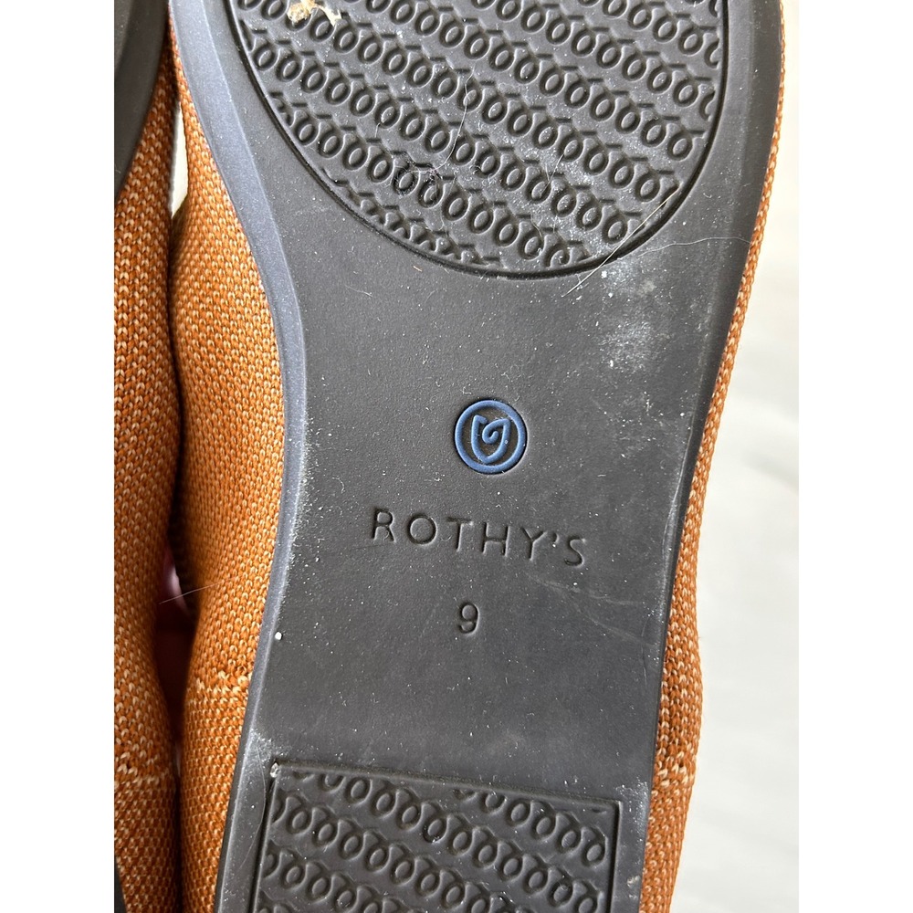 Rothy's round Toe Flats Women's 9 Cognac Brown Knit Washable Slip On Shoes - Picture 8 of 9